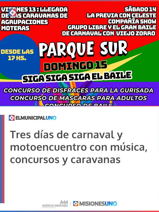 Tres días de carnaval y motoencuentro con música, concursos y caravanas