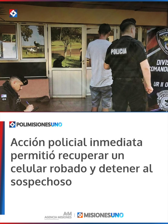 Acción policial inmediata permitió recuperar un celular robado y detener al sospechoso