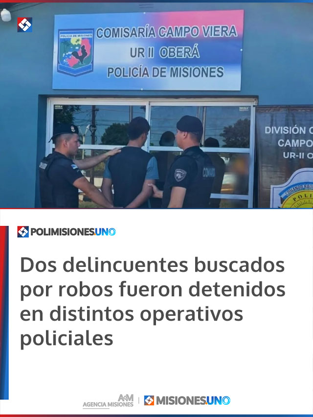 Dos delincuentes buscados por robos fueron detenidos en distintos operativos policiales