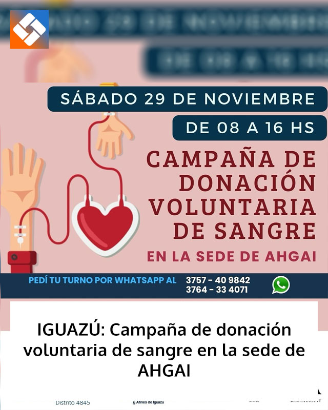 IGUAZÚ: Campaña de donación voluntaria de sangre en la sede de AHGAI