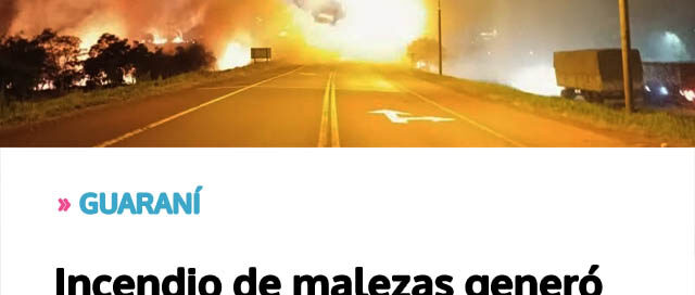 Incendio de malezas generó alarma y fue controlado en la Ruta 14