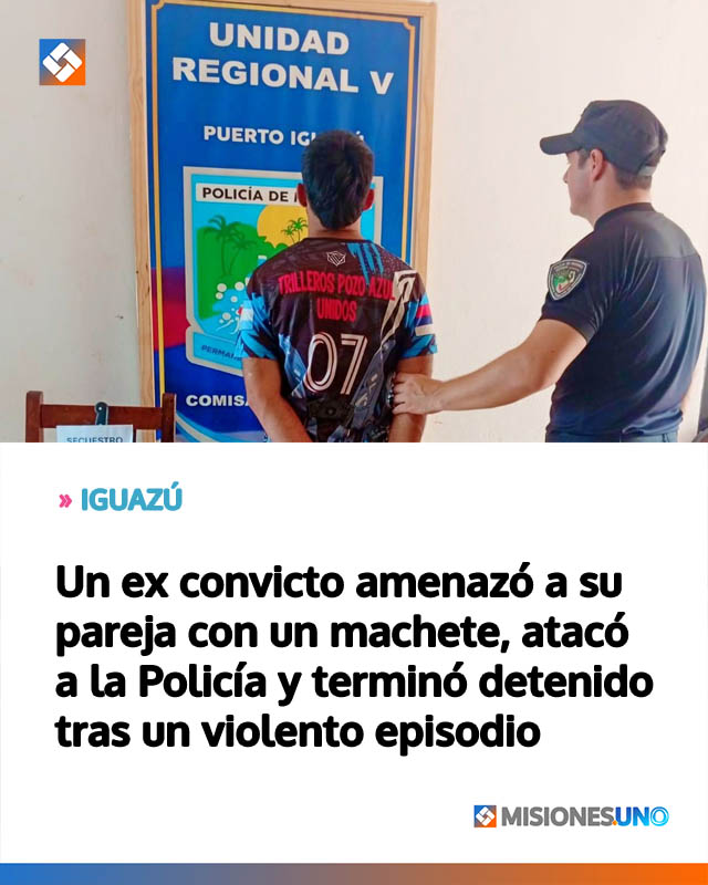 Un ex convicto amenazó a su pareja con un machete, atacó a la Policía y terminó detenido tras un violento episodio