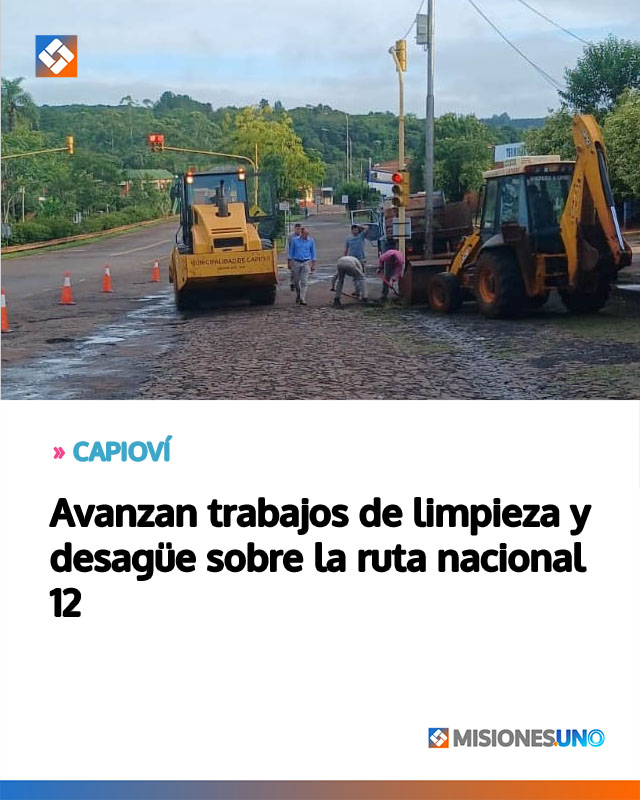 Avanzan trabajos de limpieza y desagüe sobre la ruta nacional 12